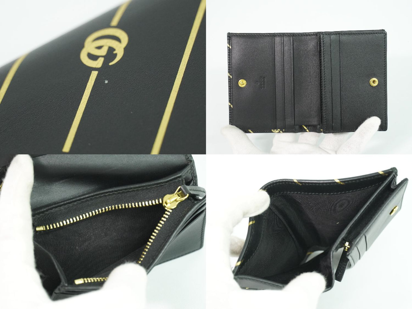 GUCCI GGマーモント 折財布 ブラック ゴールド 548071