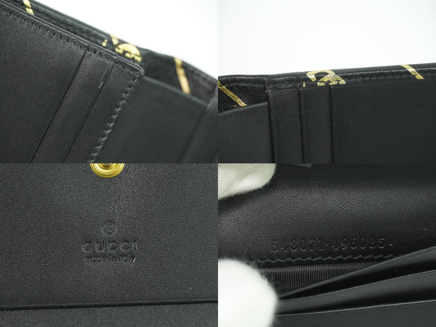 GUCCI GGマーモント 折財布 ブラック ゴールド 548071