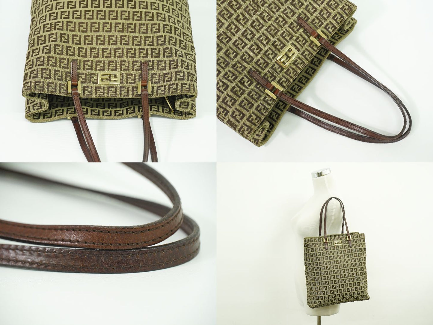 FENDI ズッキーノ トートバッグ ベージュ ブラウン 8BH131