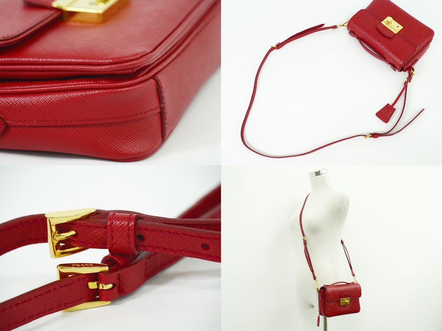 PRADA サフィアーノ 2WAY ショルダーバッグ レッド BT0959