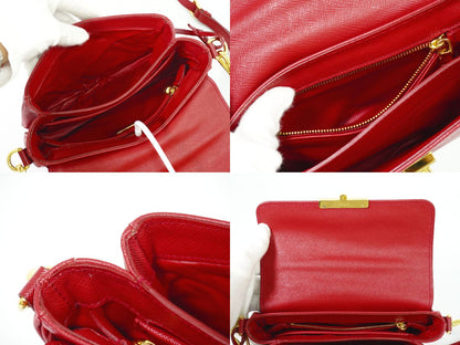 PRADA サフィアーノ 2WAY ショルダーバッグ レッド BT0959