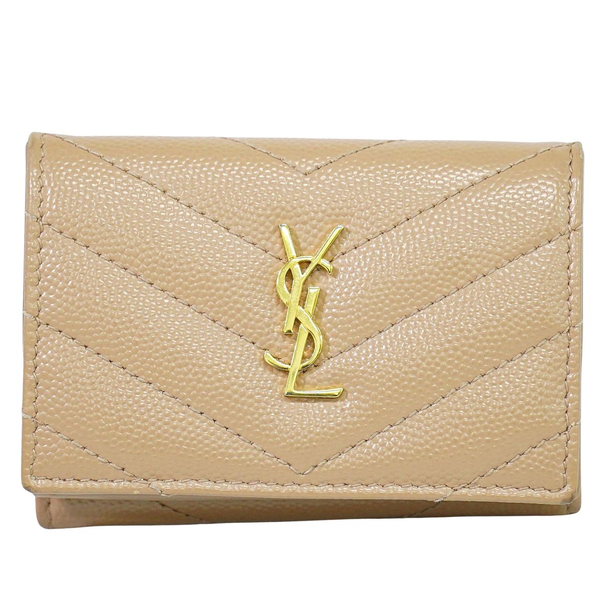 SAINT LAURENT オリガミ タイニー 折財布 ベージュ 668274