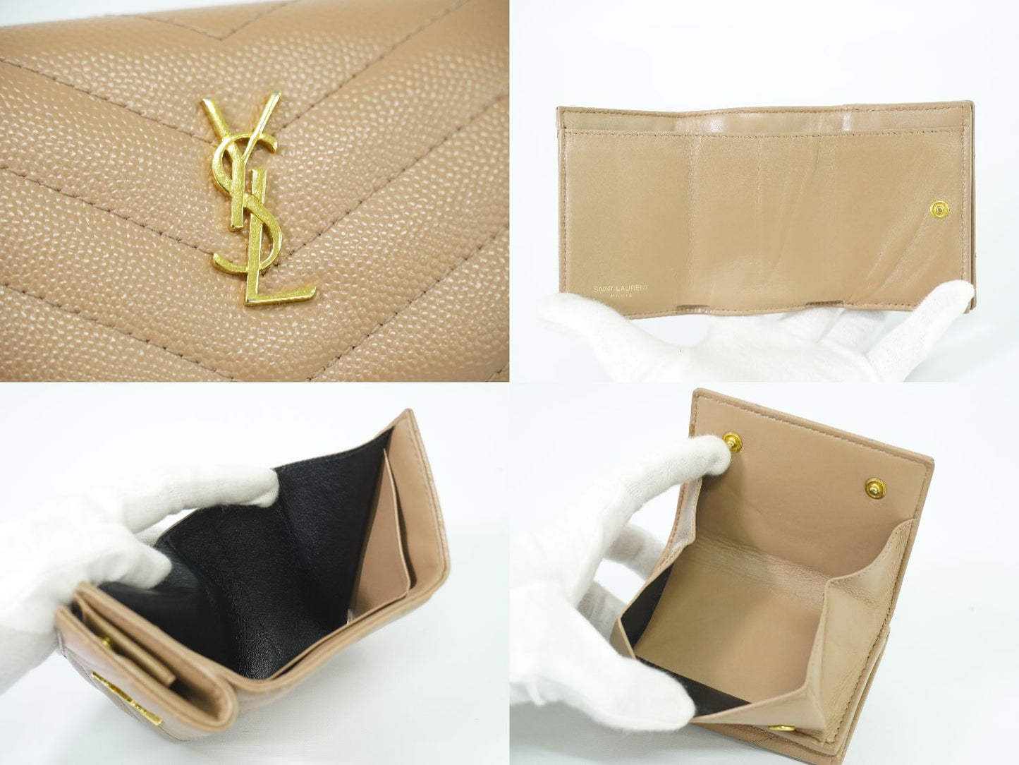 SAINT LAURENT オリガミ タイニー 折財布 ベージュ 668274