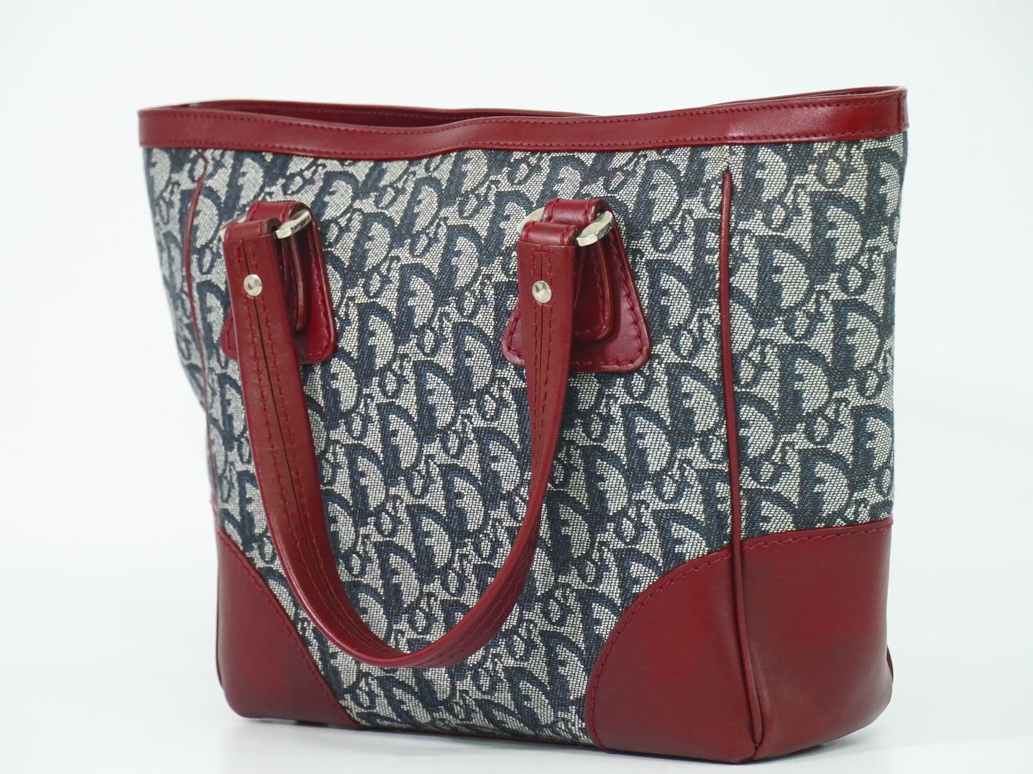 Christian Dior トロッター トートバッグ ネイビー ボルドー