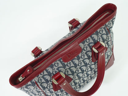 Christian Dior トロッター トートバッグ ネイビー ボルドー