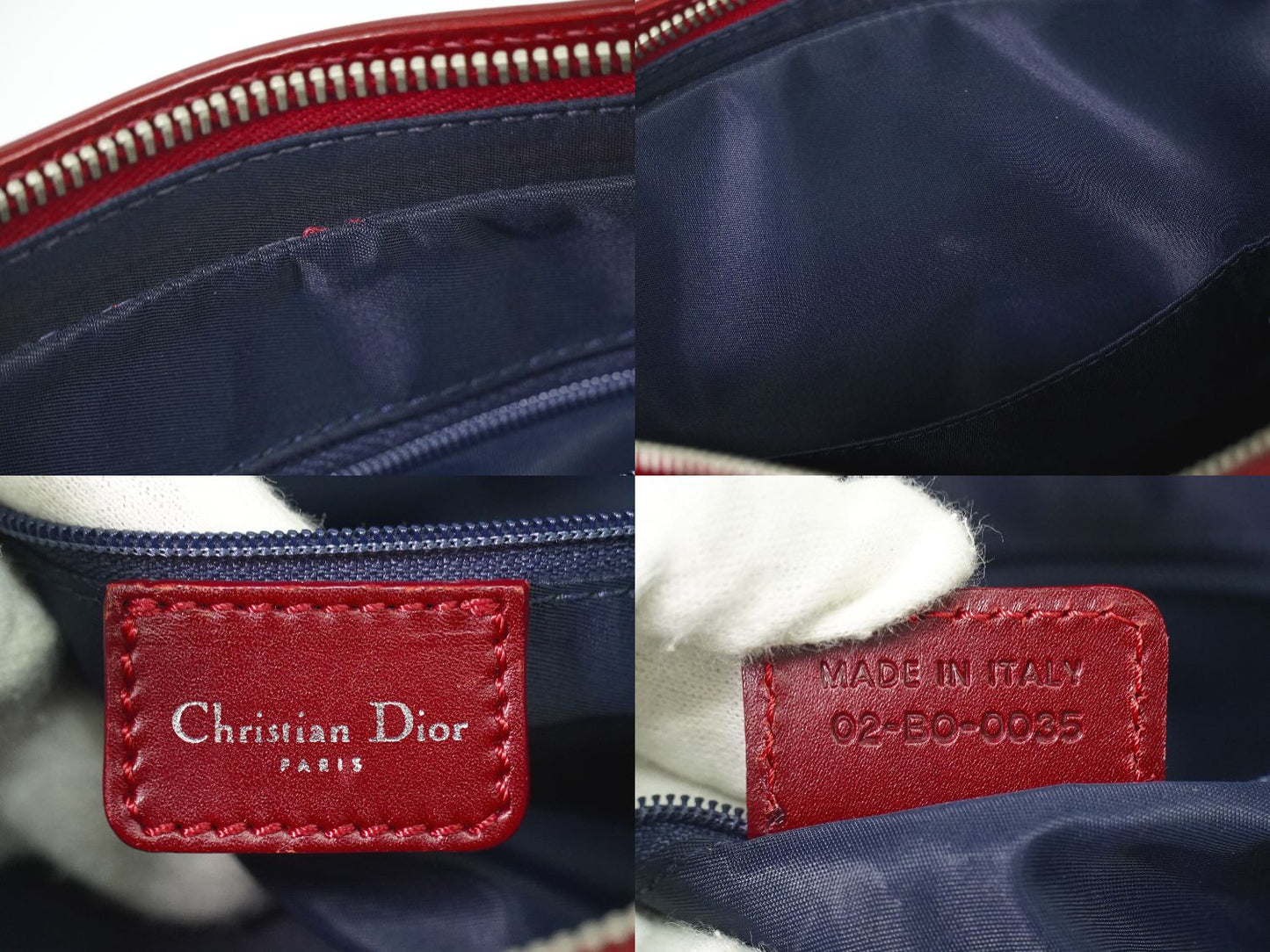 Christian Dior トロッター トートバッグ ネイビー ボルドー