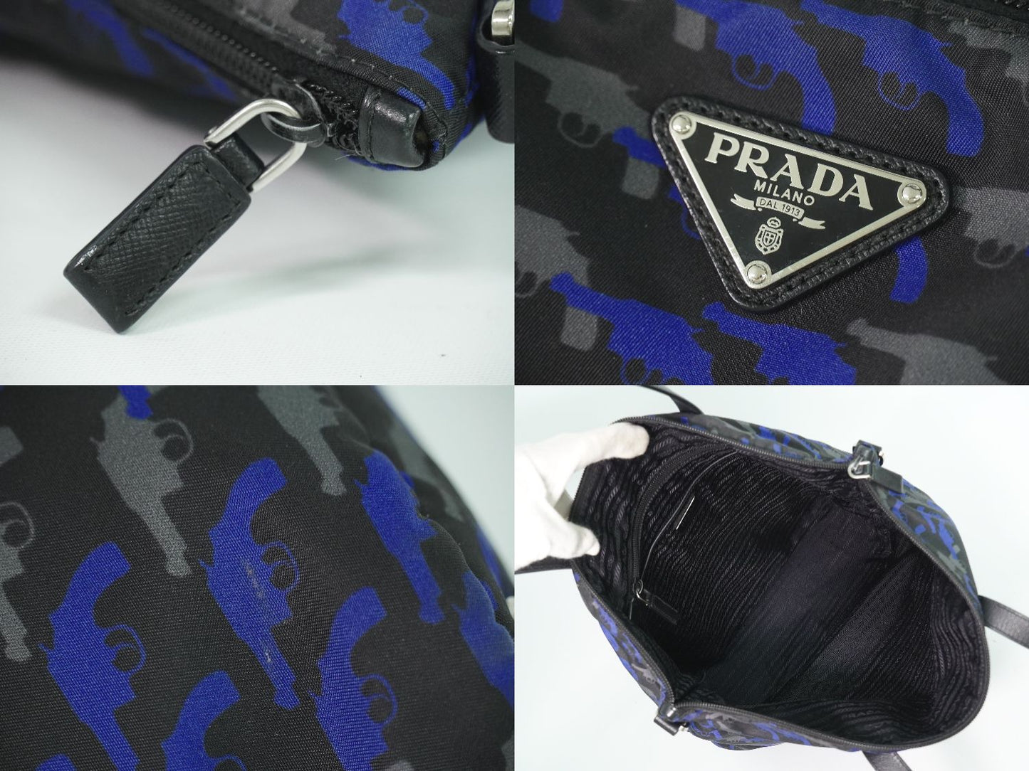 PRADA ピストル柄 トートバッグ ブラック ブルー