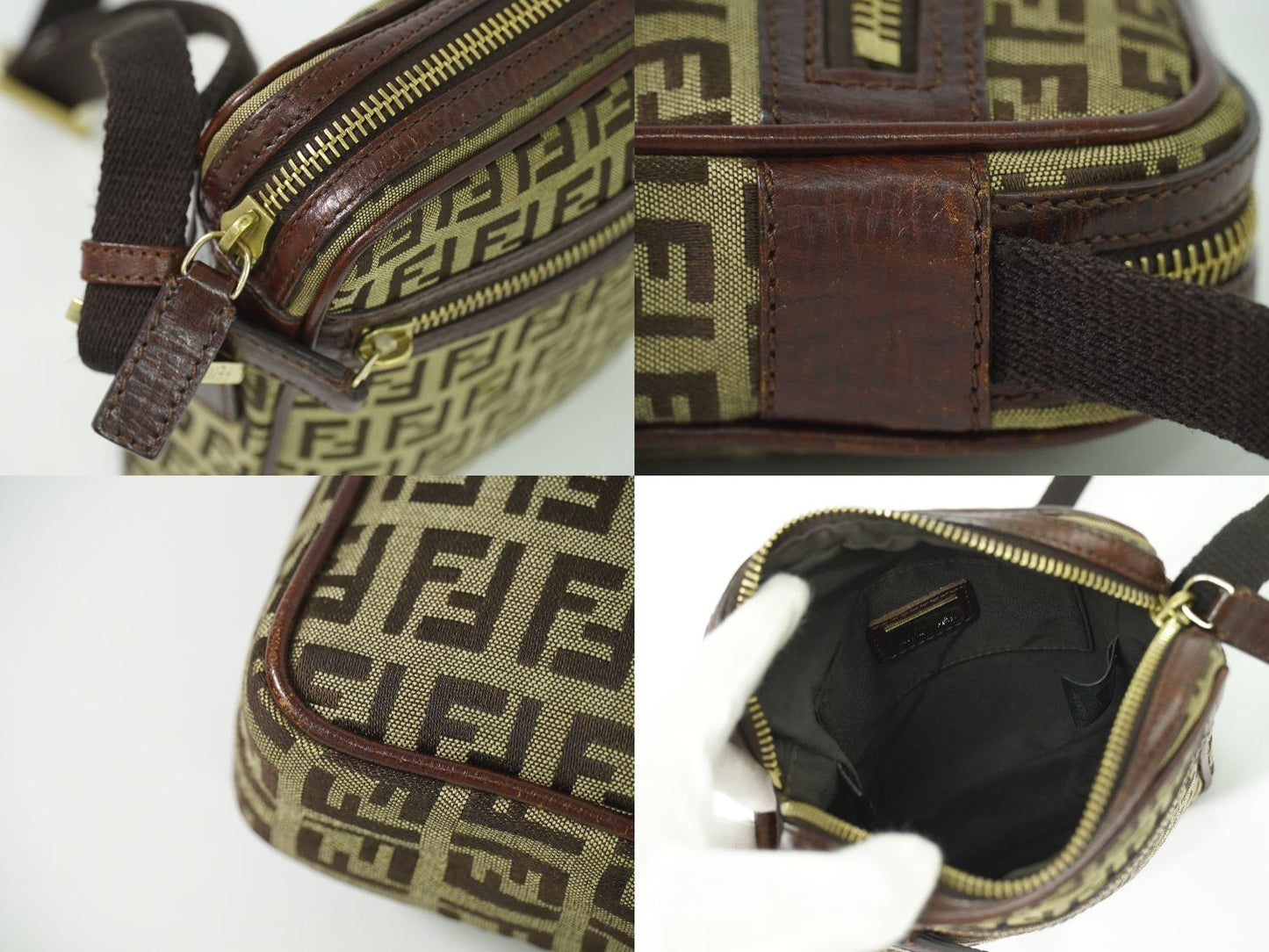 FENDI ズッキーノ ショルダーバッグ ベージュ ブラウン 8BT098