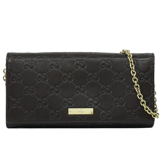 GUCCI グッチシマ レザー チェーンウォレット ブラウン 170426