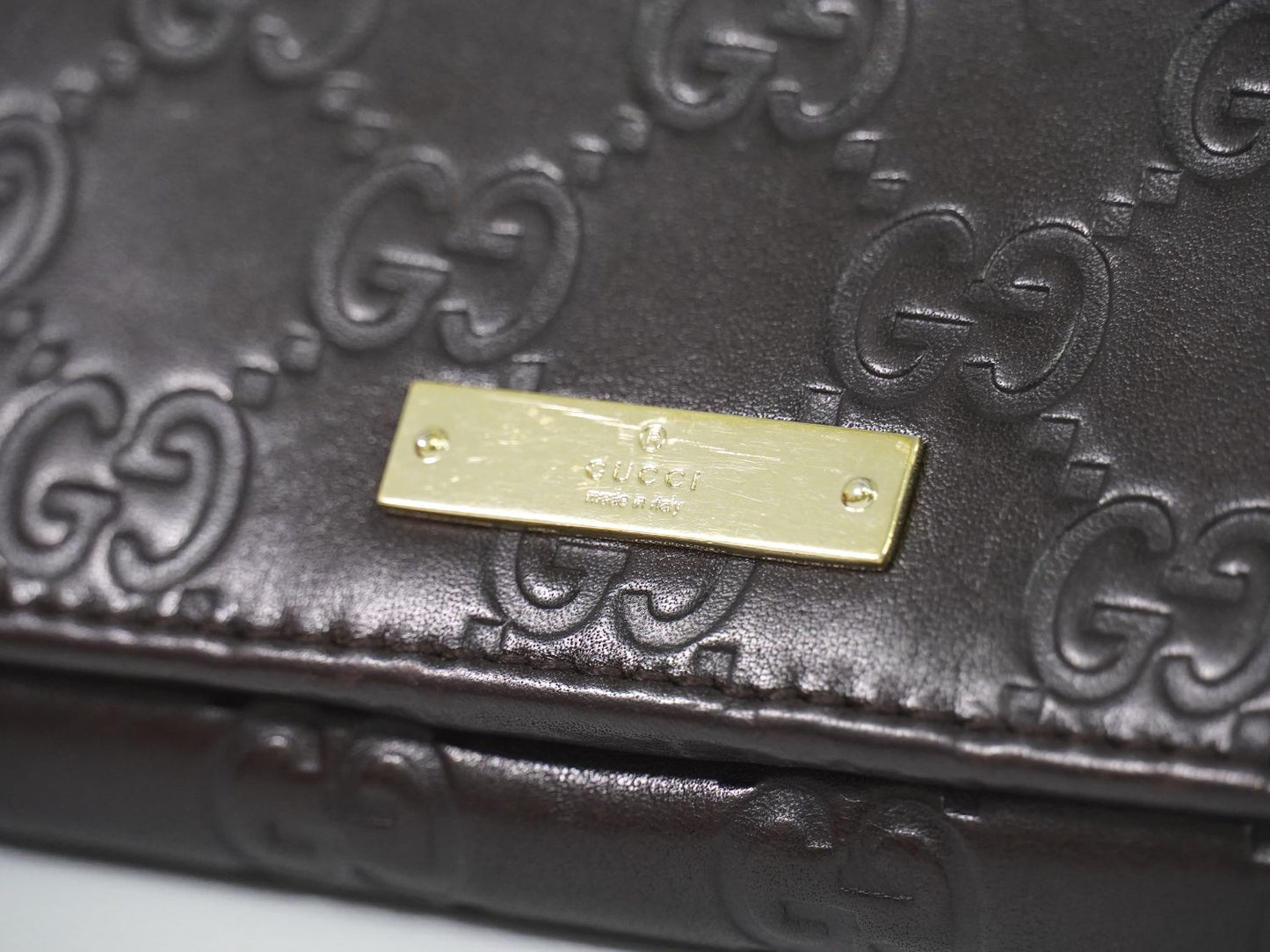 GUCCI グッチシマ レザー チェーンウォレット ブラウン 170426