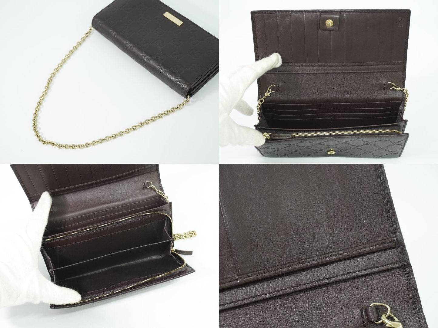 GUCCI グッチシマ レザー チェーンウォレット ブラウン 170426