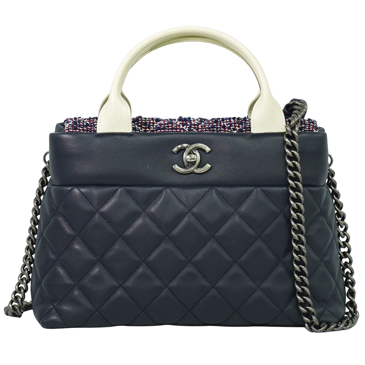 CHANEL ココマーク 2WAY ショルダーバッグ ネイビー ホワイト