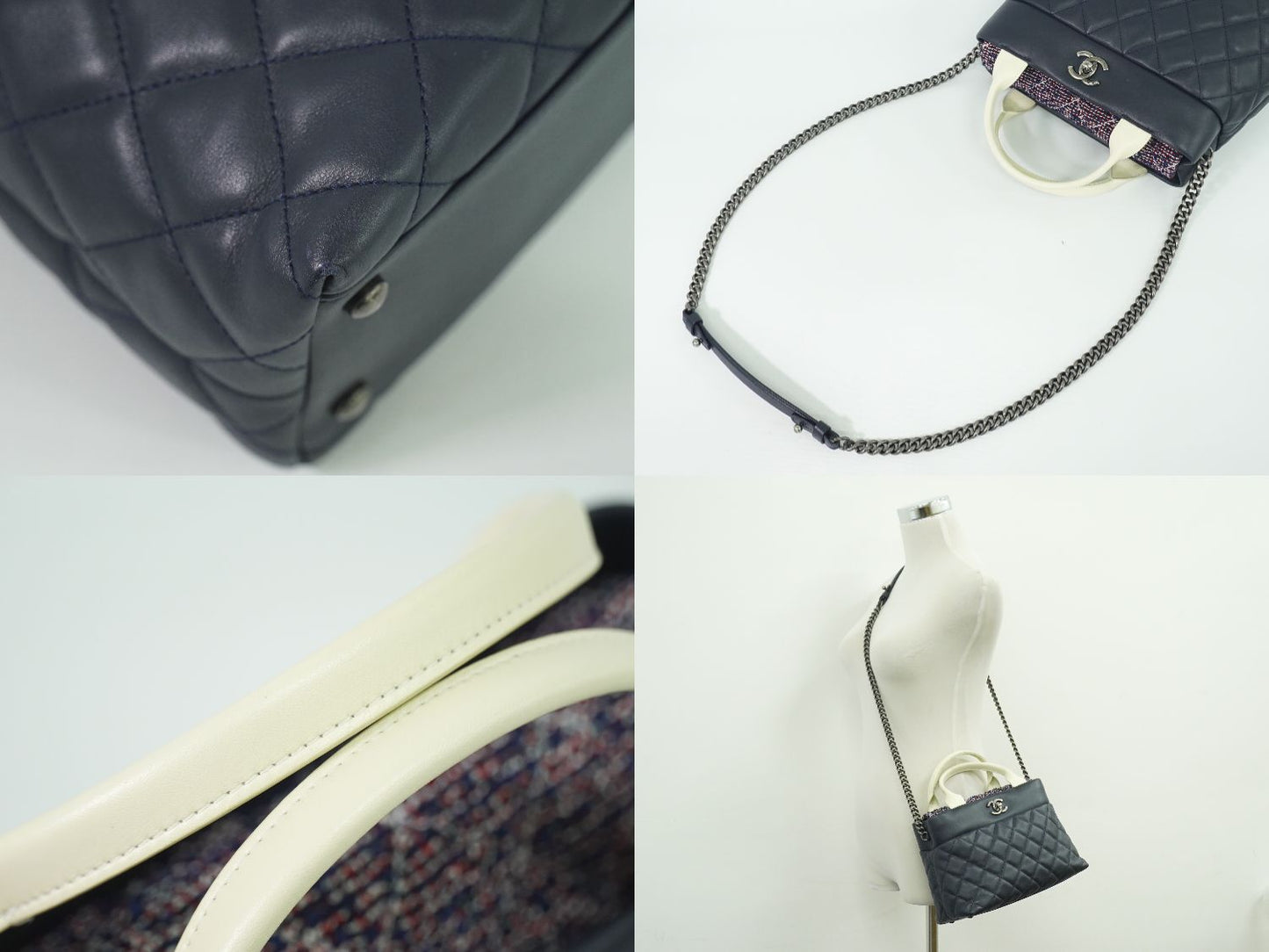 CHANEL ココマーク 2WAY ショルダーバッグ ネイビー ホワイト