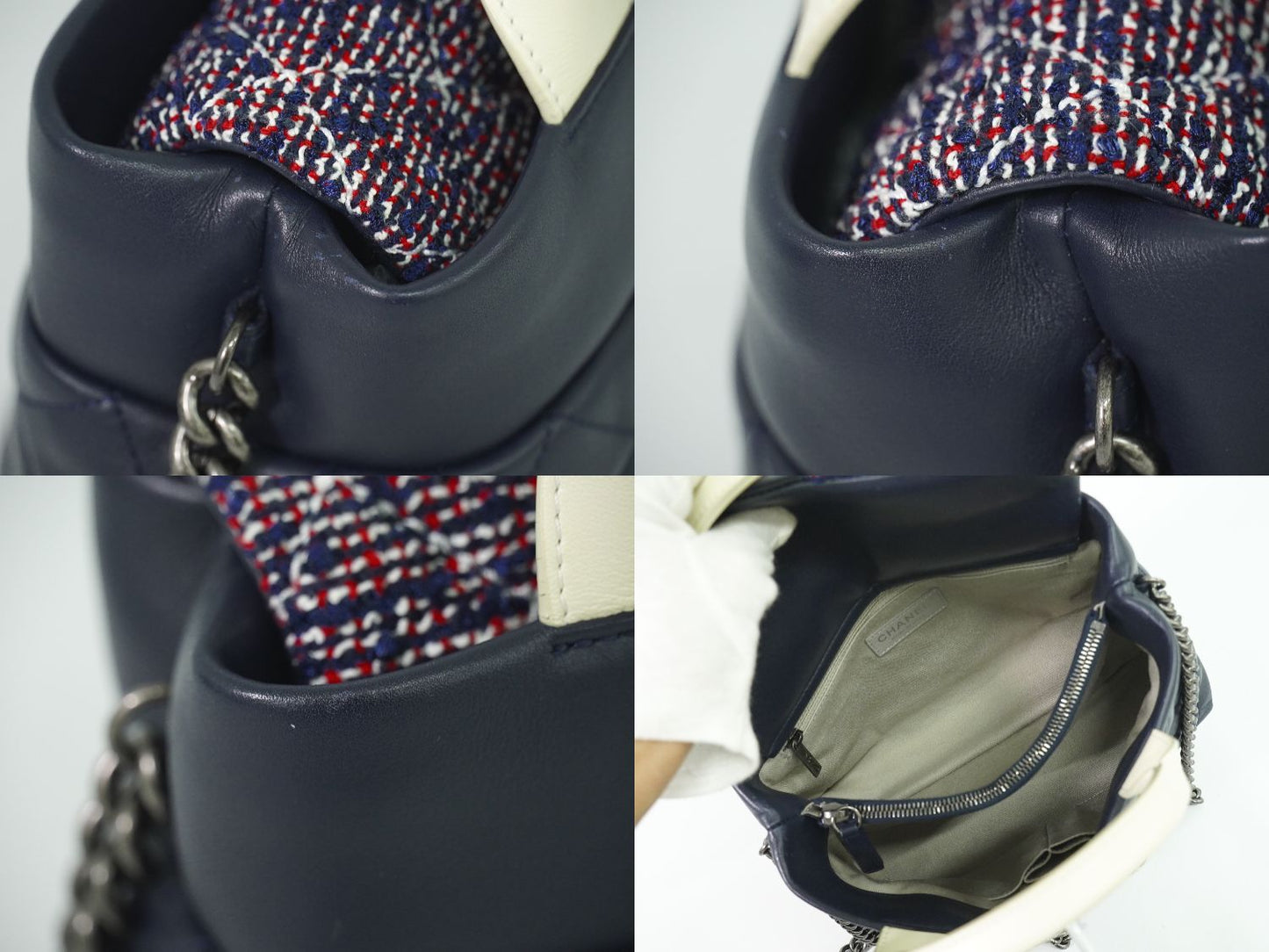 CHANEL ココマーク 2WAY ショルダーバッグ ネイビー ホワイト