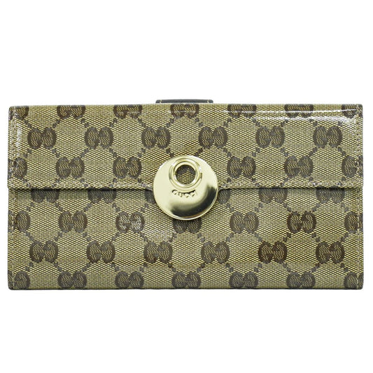 GUCCI GGクリスタル 長財布 ベージュ ブラウン 231835