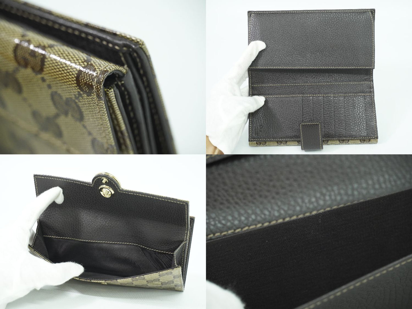 GUCCI GGクリスタル 長財布 ベージュ ブラウン 231835