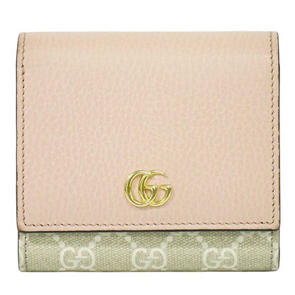 GUCCI GGマーモント GGスプリーム レザー 折財布 ベージュ ピンク 598587