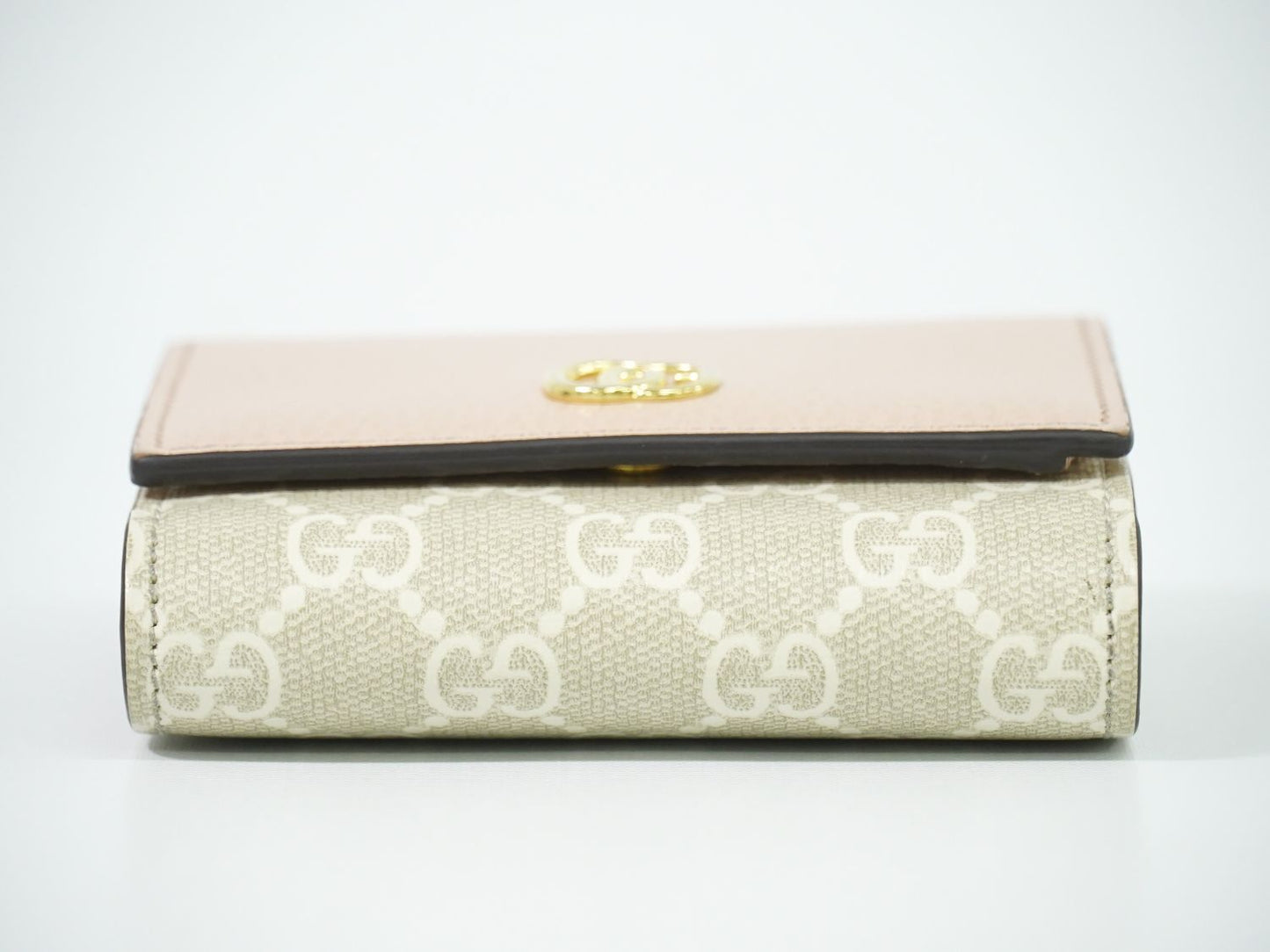 GUCCI GGマーモント GGスプリーム レザー 折財布 ベージュ ピンク 598587
