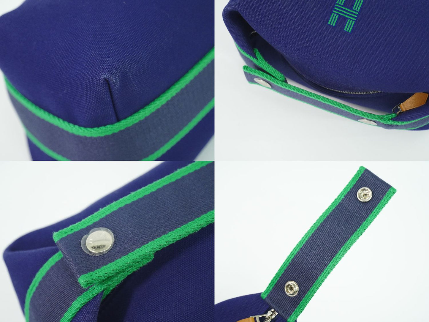 HERMES ブリッド ア ブラック PM バス用ポーチ ネイビー グリーン