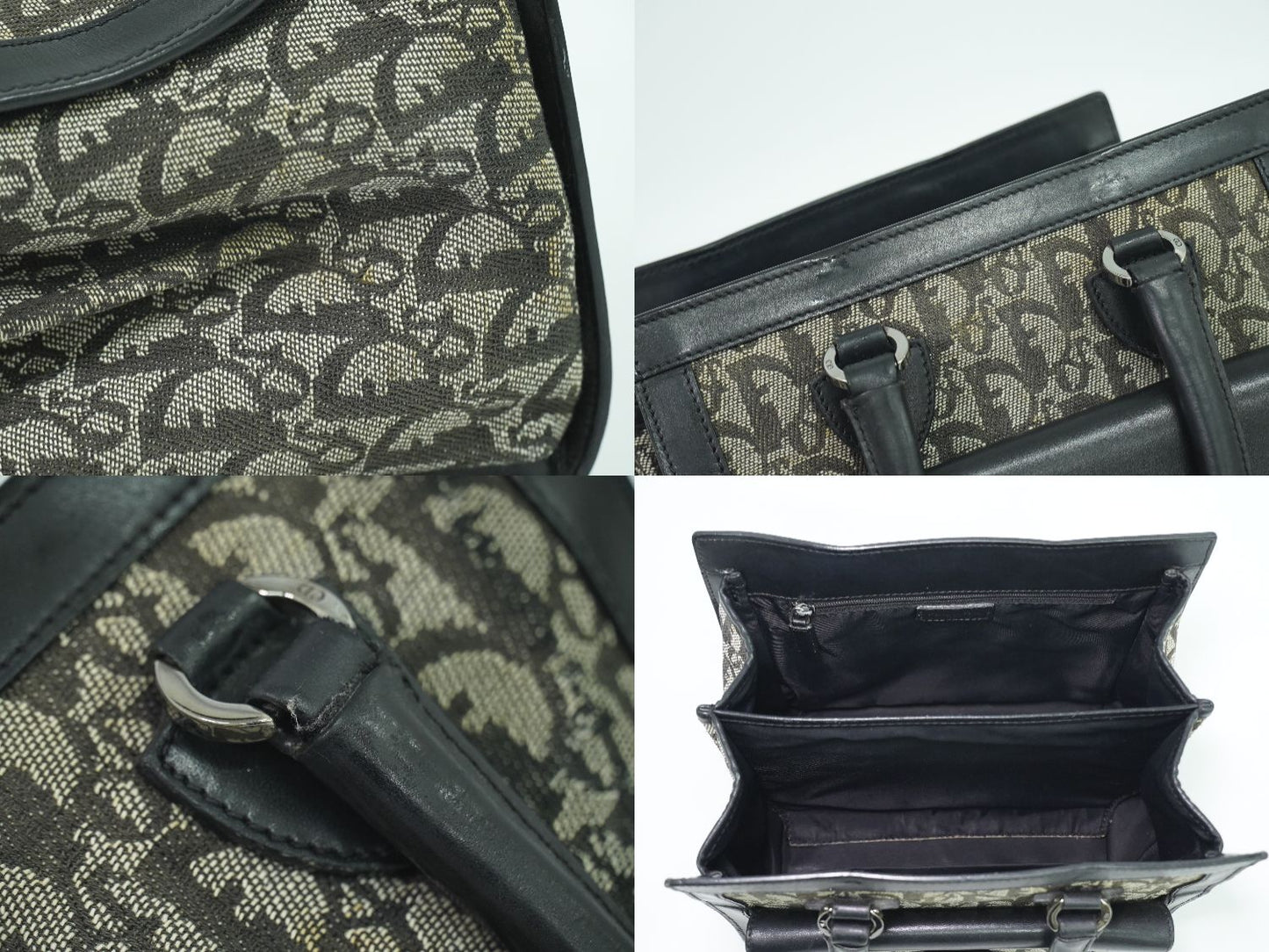 Christian Dior トロッター ハンドバッグ グレー ブラック