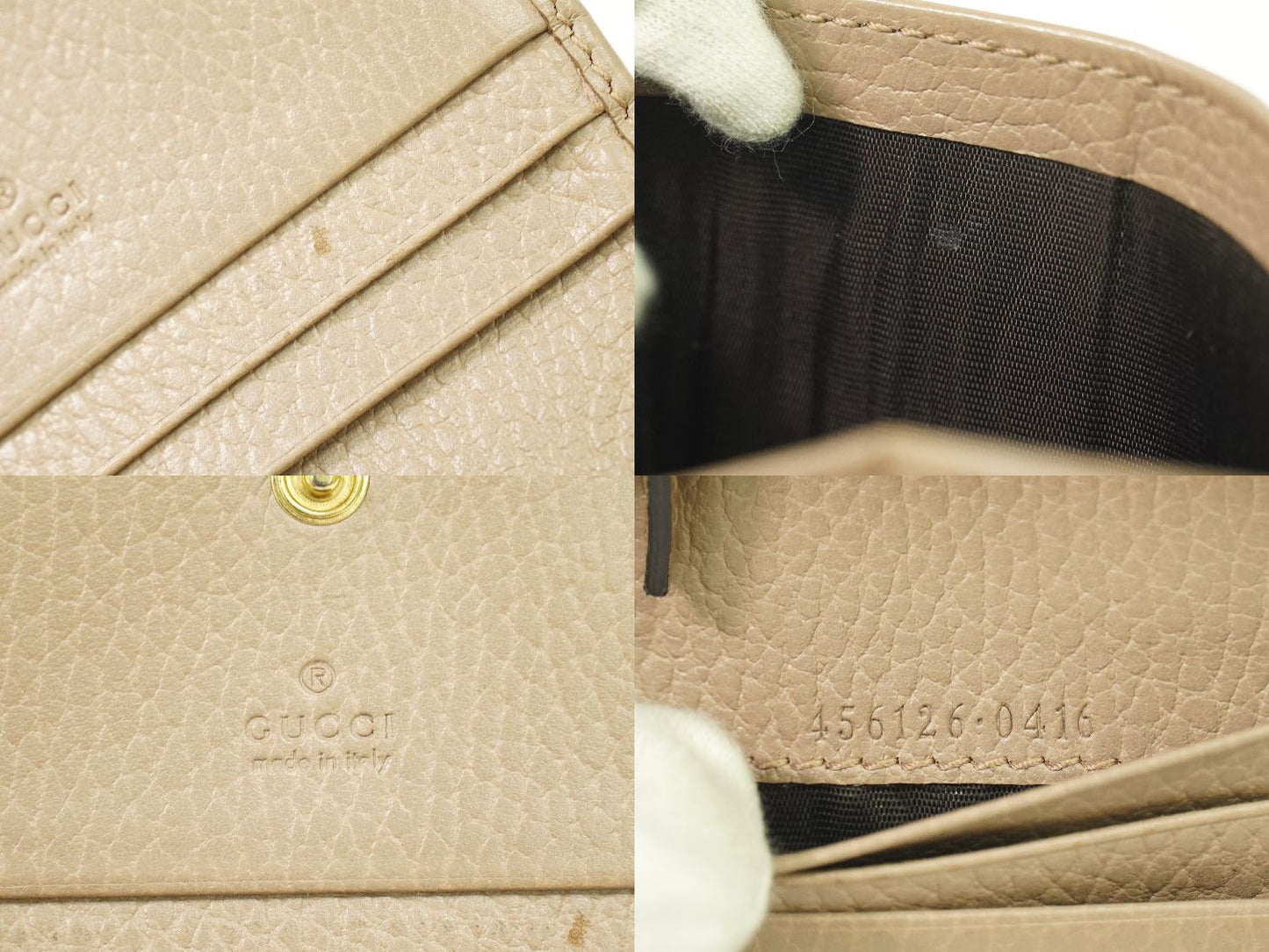 GUCCI GGマーモント 折財布 ベージュ 456126