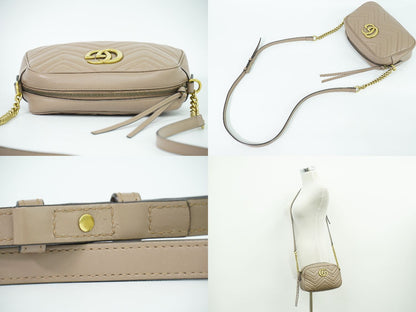 GUCCI GGマーモント キルティング スモール ショルダーバッグ ベージュ 447632