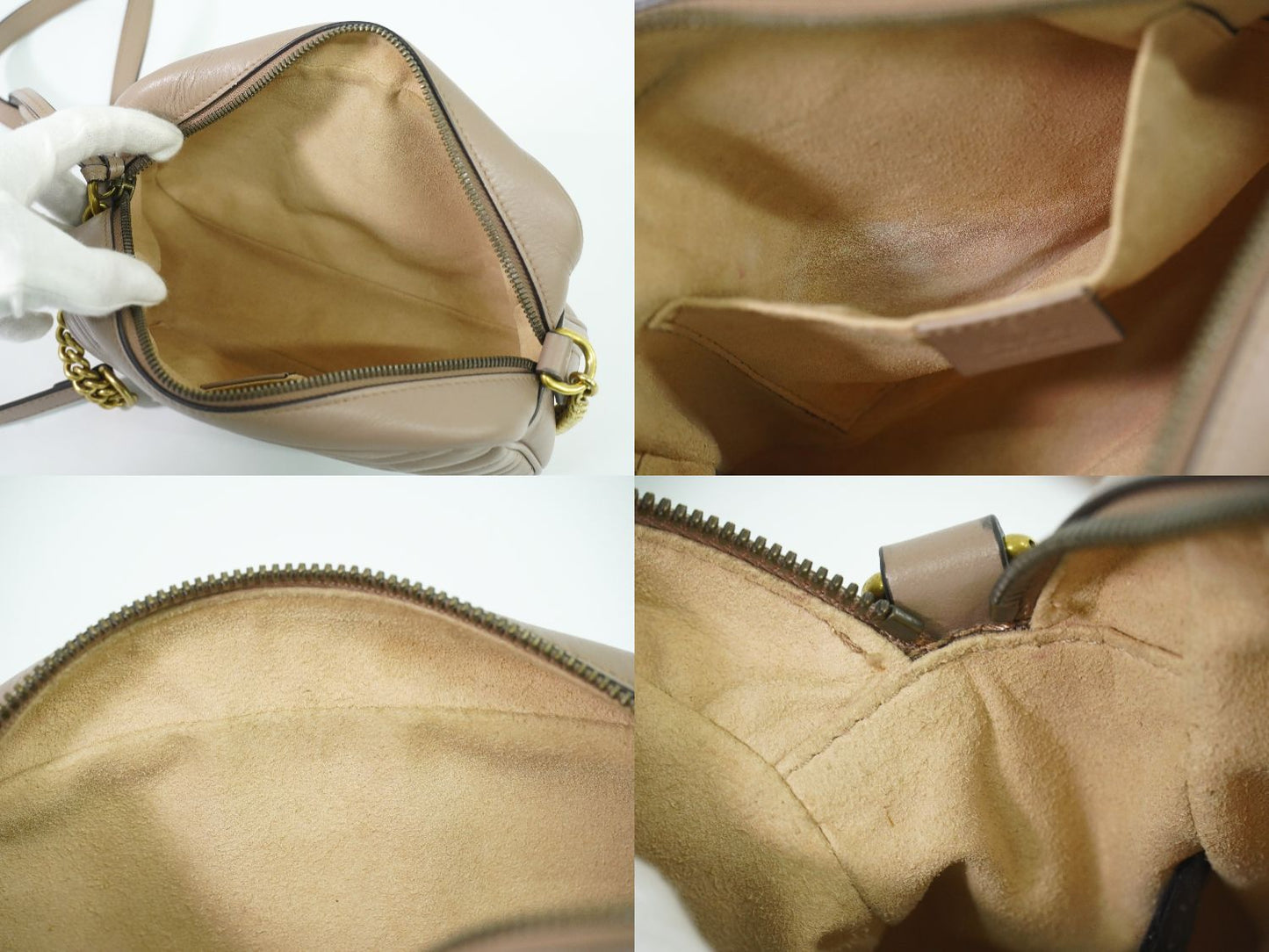 GUCCI GGマーモント キルティング スモール ショルダーバッグ ベージュ 447632