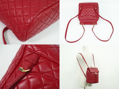 CHANEL ココマーク マトラッセ リュックサック レッド