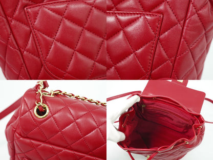 CHANEL ココマーク マトラッセ リュックサック レッド