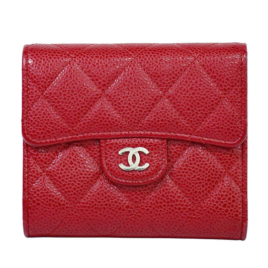 CHANEL ココマーク マトラッセ 折財布 レッド