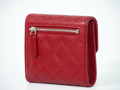 CHANEL ココマーク マトラッセ 折財布 レッド