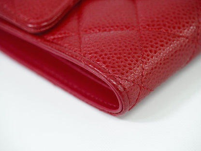 CHANEL ココマーク マトラッセ 折財布 レッド