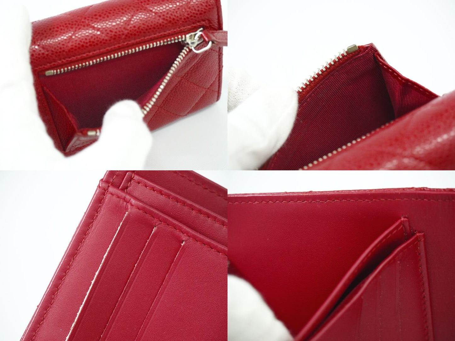 CHANEL ココマーク マトラッセ 折財布 レッド