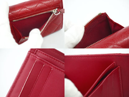 CHANEL ココマーク マトラッセ 折財布 レッド