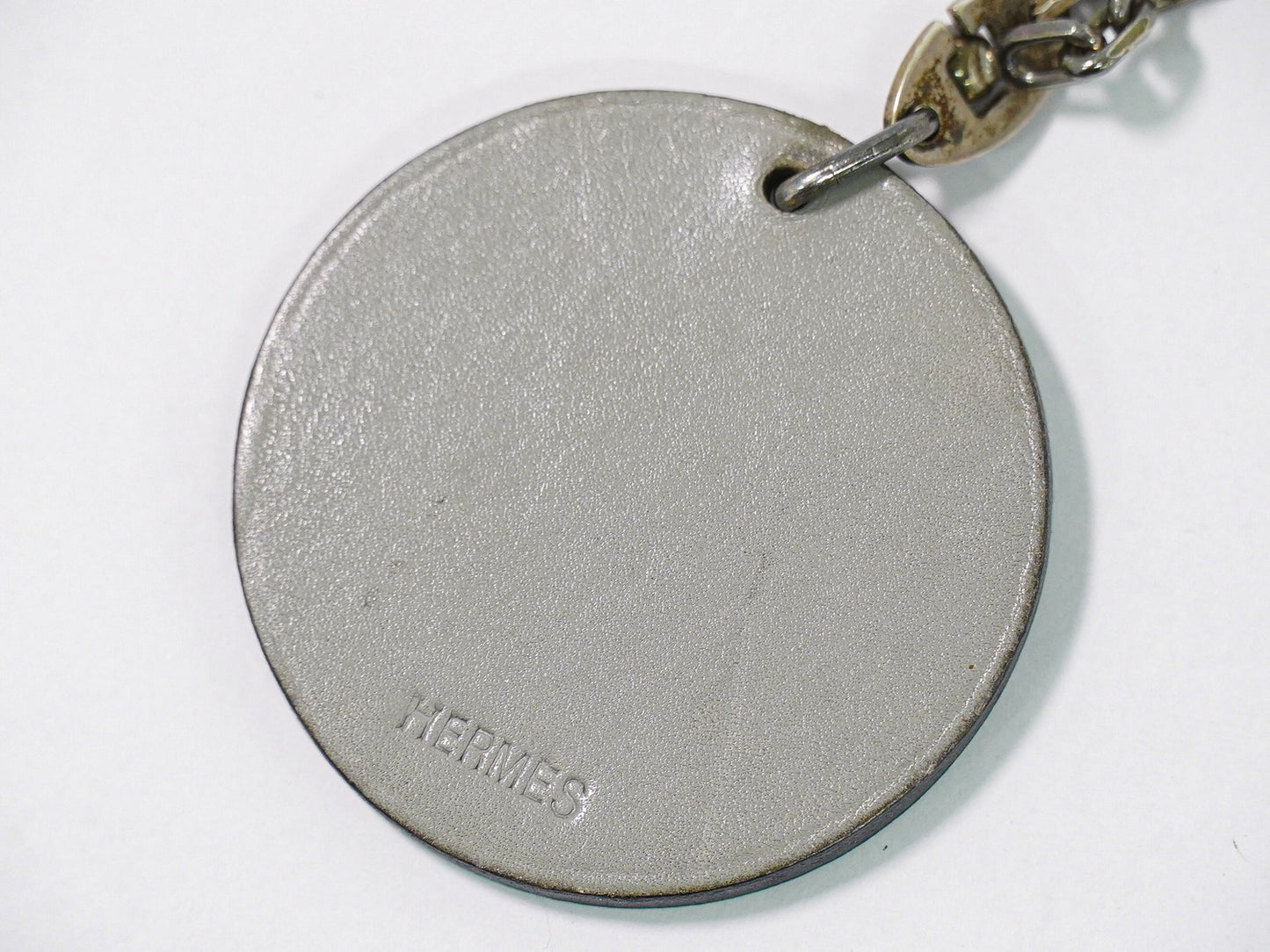 HERMES ウサギ キーホルダー バッグチャーム レザー 925 グレー