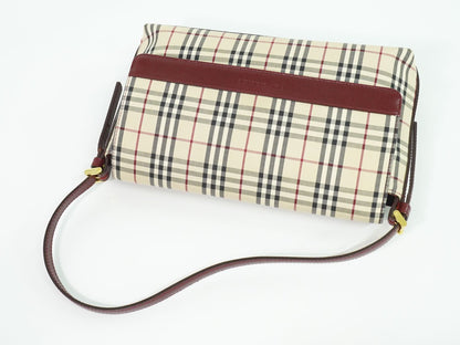 BURBERRY ノバチェック ショルダーバッグ ベージュ ボルドー