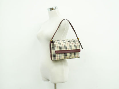 BURBERRY ノバチェック ショルダーバッグ ベージュ ボルドー