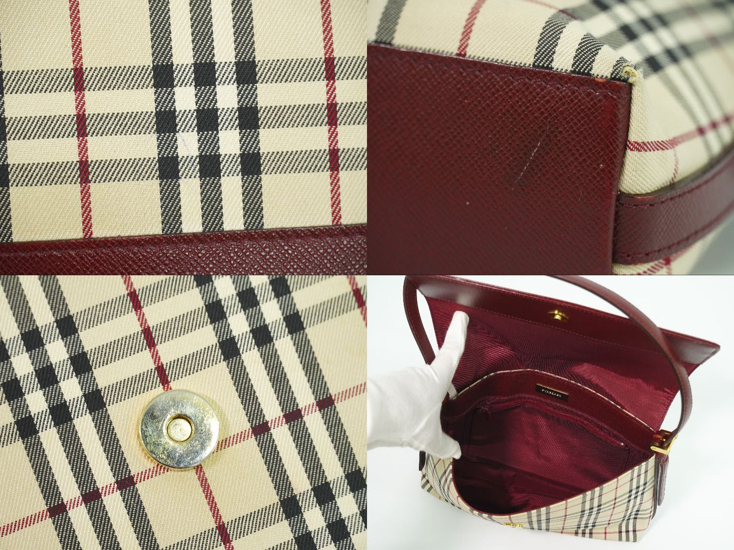 BURBERRY ノバチェック ショルダーバッグ ベージュ ボルドー