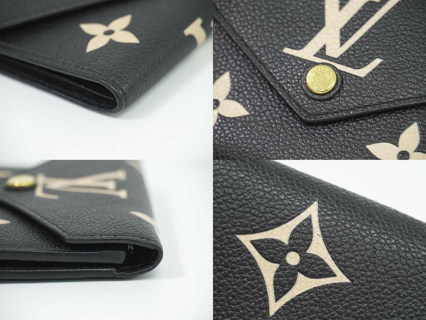 LOUIS VUITTON ポルトフォイユ ヴィクトリーヌ モノグラム アンプラントレザー ブラック 折財布 M80968