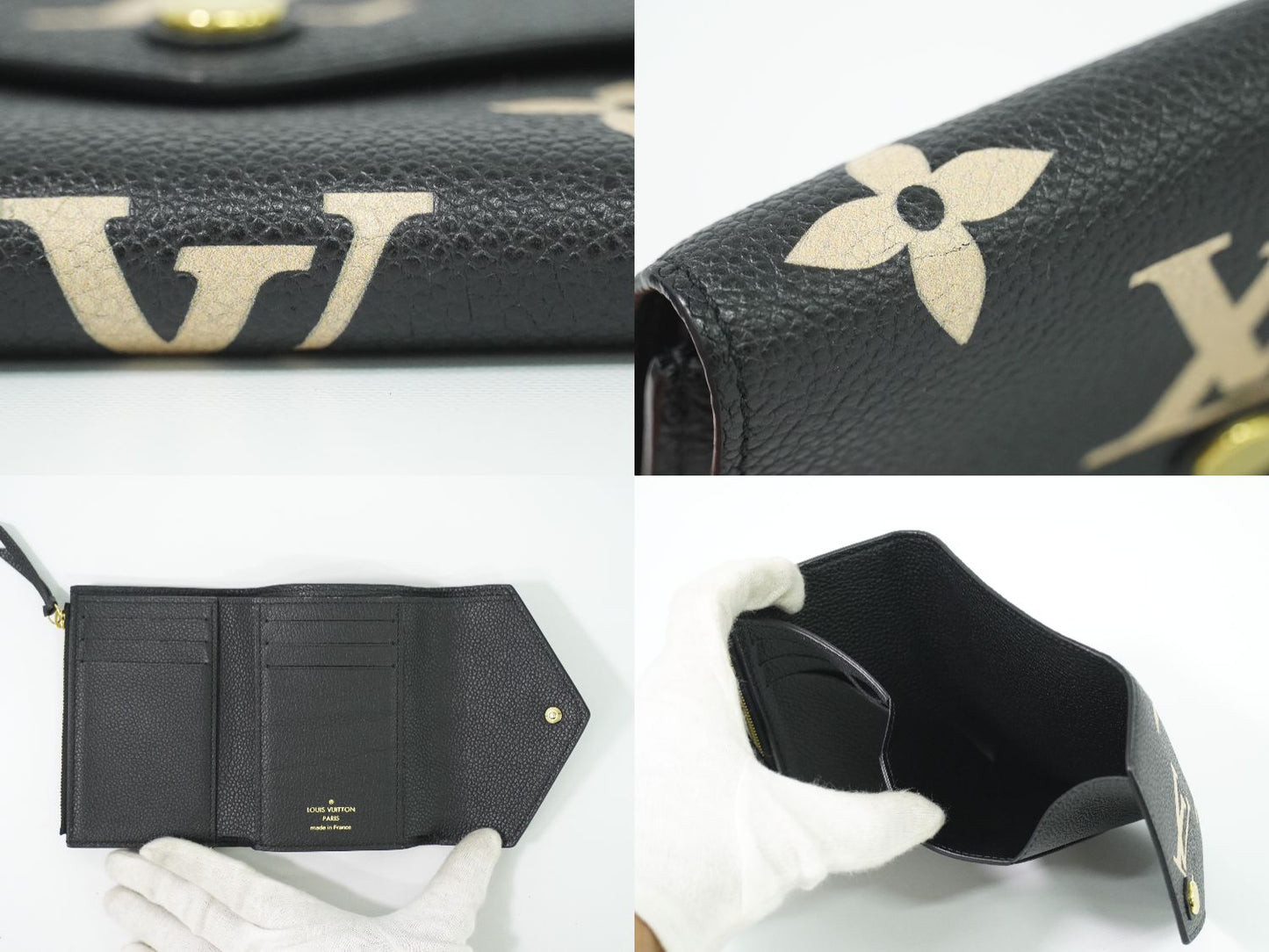 LOUIS VUITTON ポルトフォイユ ヴィクトリーヌ モノグラム アンプラントレザー ブラック 折財布 M80968