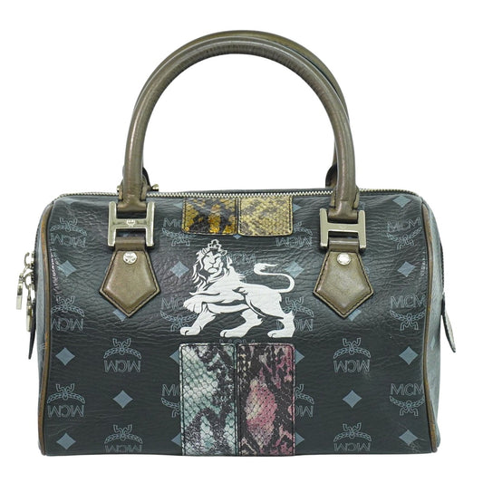 MCM ヴィセトス ミュンヘンライオン ミニボストンバッグ ブラック マルチカラー