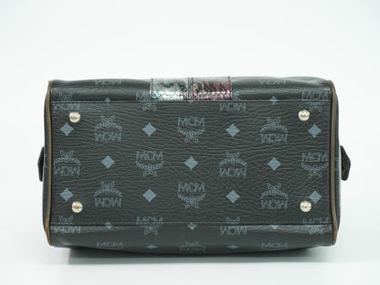 MCM ヴィセトス ミュンヘンライオン ミニボストンバッグ ブラック マルチカラー