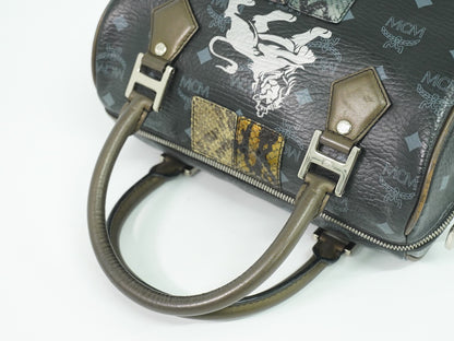 MCM ヴィセトス ミュンヘンライオン ミニボストンバッグ ブラック マルチカラー