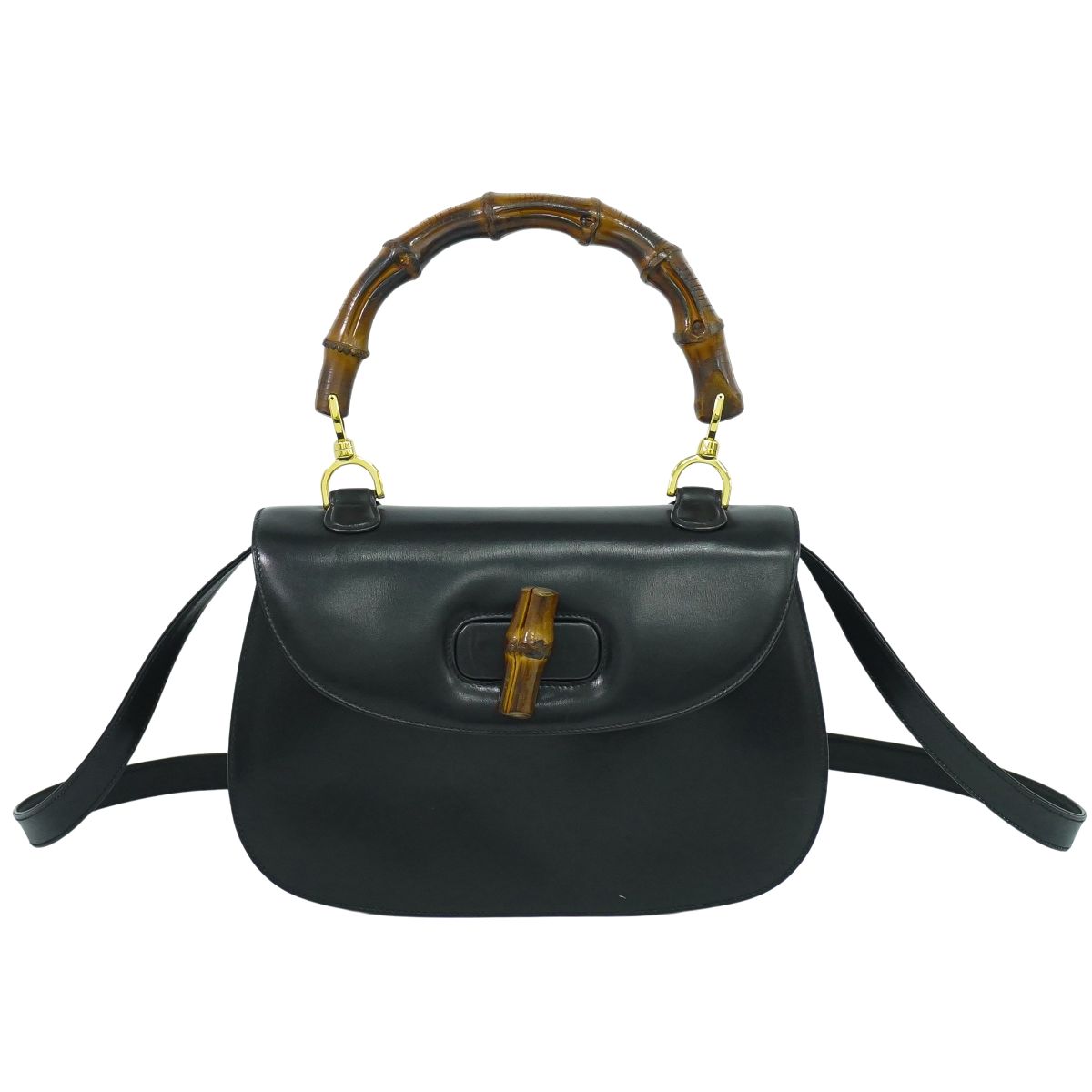 GUCCI バンブー 2WAY ショルダーバッグ ブラック