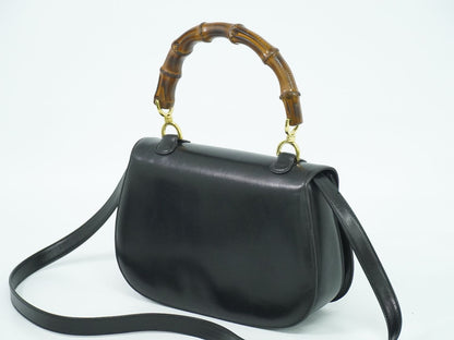 GUCCI バンブー 2WAY ショルダーバッグ ブラック