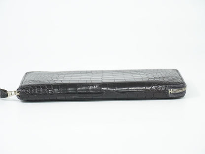 HERMES アザップ ロング アリゲーター レザー 長財布 ブラック