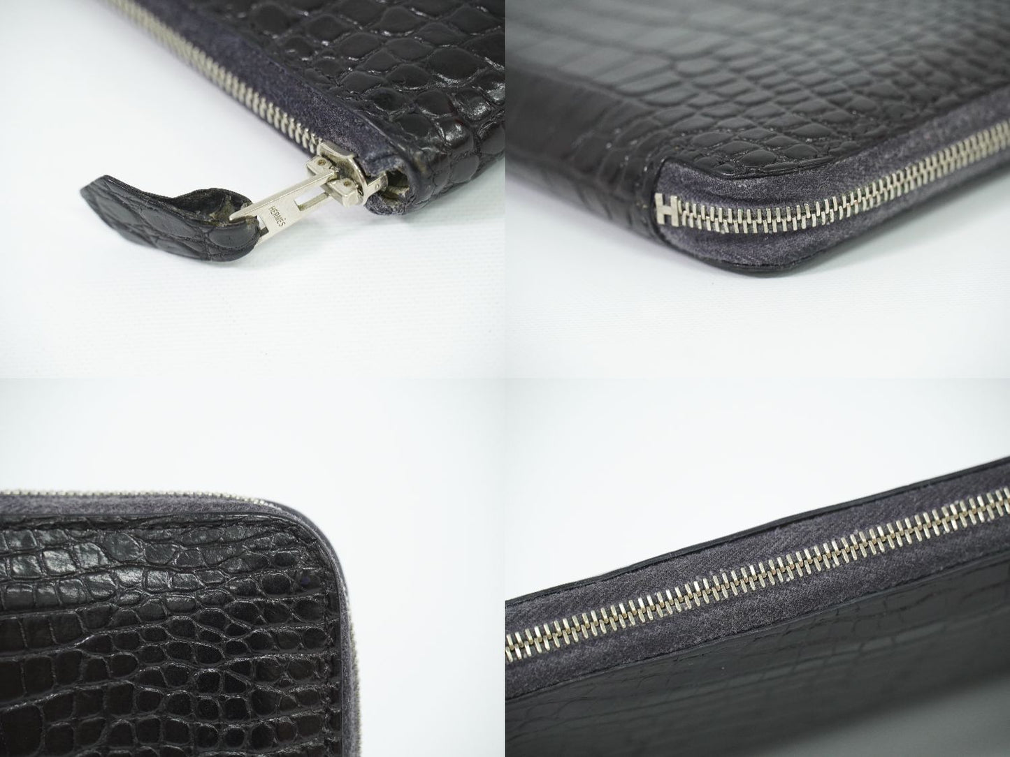 HERMES アザップ ロング アリゲーター レザー 長財布 ブラック