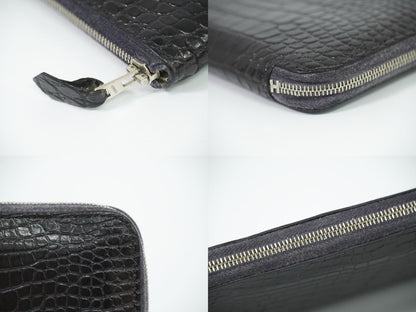HERMES アザップ ロング アリゲーター レザー 長財布 ブラック