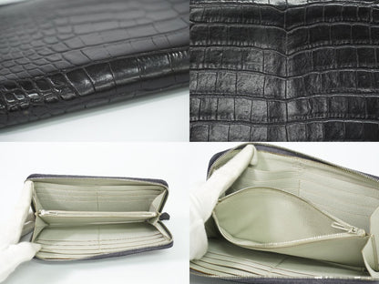 HERMES アザップ ロング アリゲーター レザー 長財布 ブラック