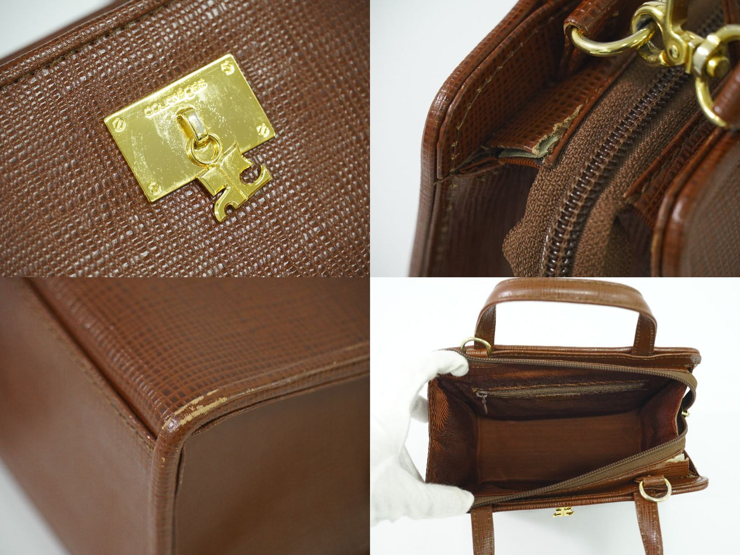 Courreges 2WAY ショルダーバッグ ブラウン